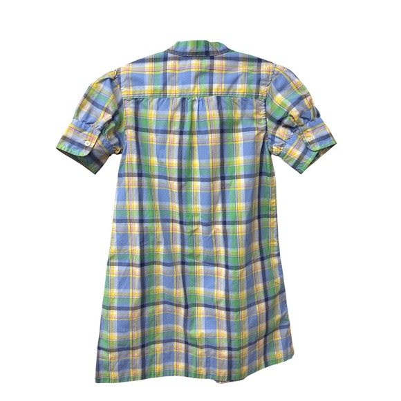 Ralph Lauren Girls Size 7 Plaid Ruffle Short Sleeve Button Down Cotton Dress - Picture 2 of 7